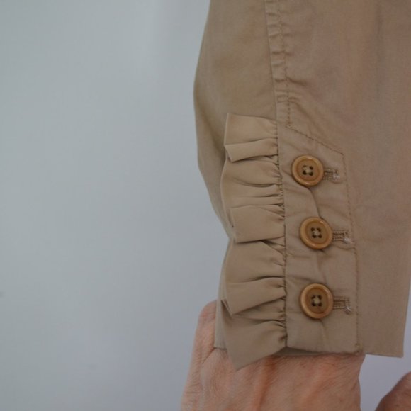 J Crew Ridge Khaki Ruffle & 4 Pockets Neutral Blazer Size 0 - Picture 9 of 9